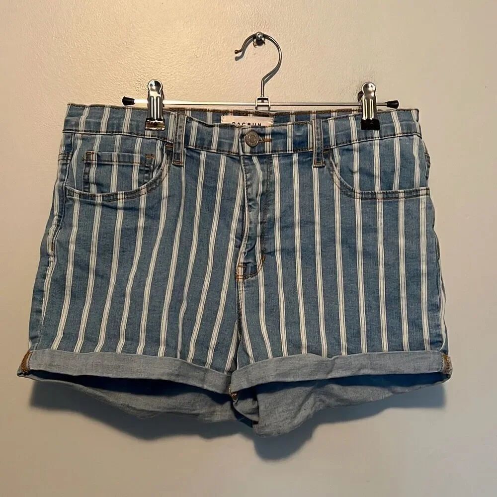 Pacsun Women's Striped The Shortie Denim Short